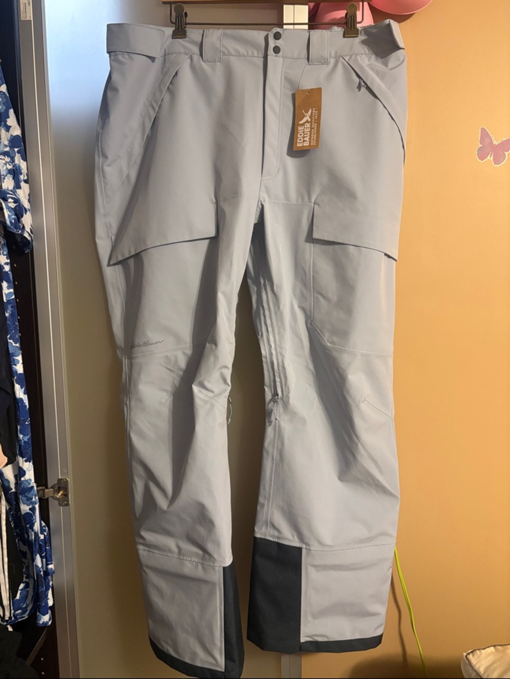 BNWT Eddie Bauer Chair Six 3L Shell Pant for Ski, Snow, Cold Weather- Light blue